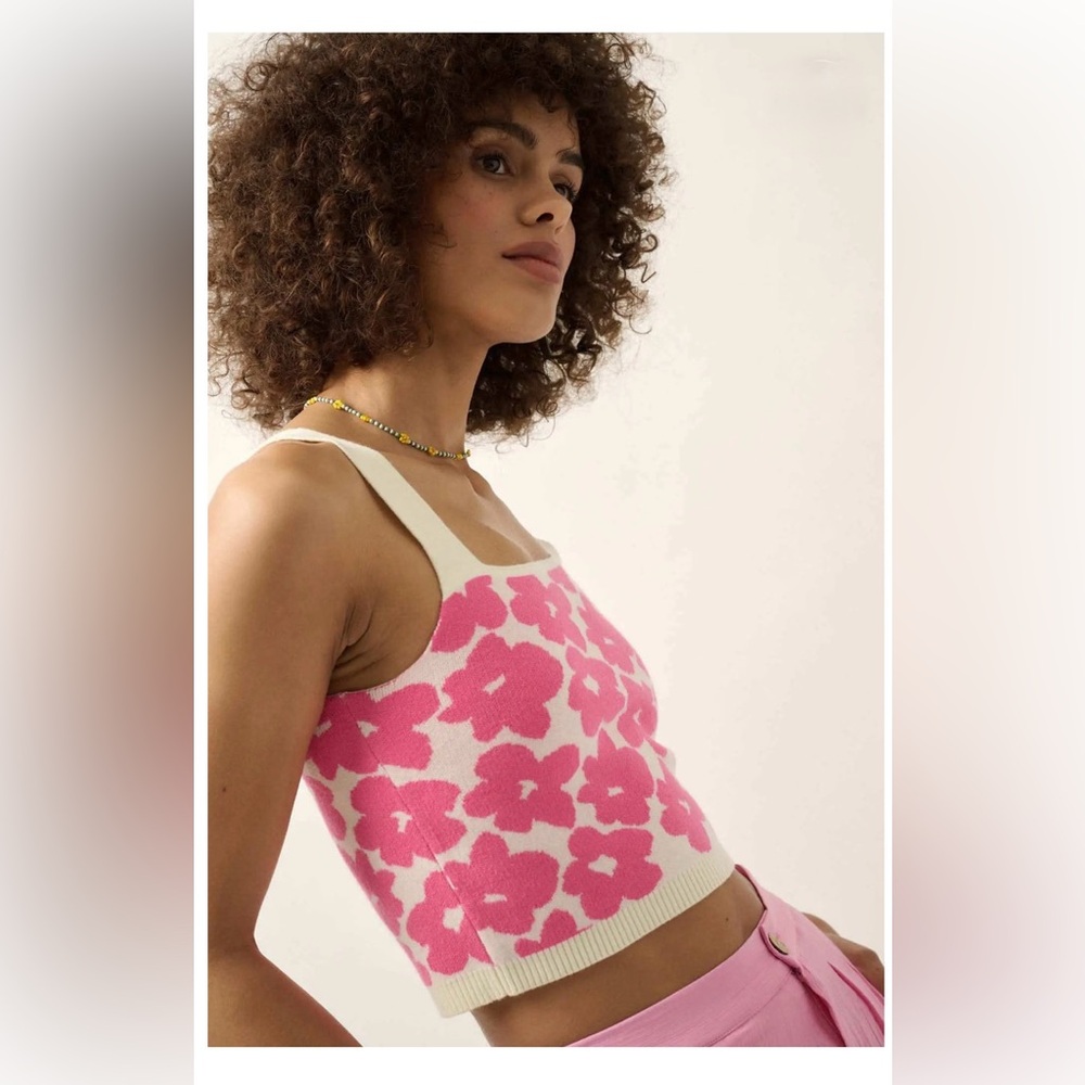 Floral Briony Sweater Tank in Bubblegum